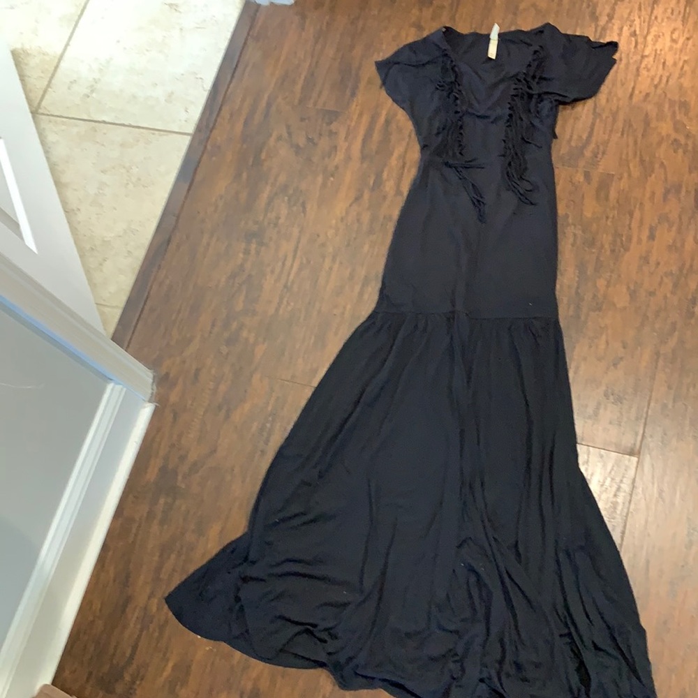 Rvca fringed open back maxi dress